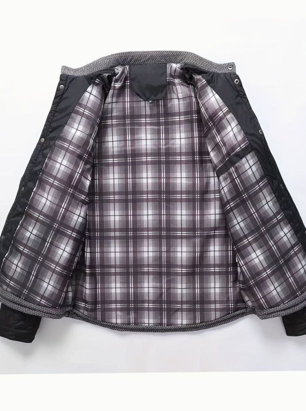 Men's Snap-Front Quilted Jacket with Plaid Flannel Lining