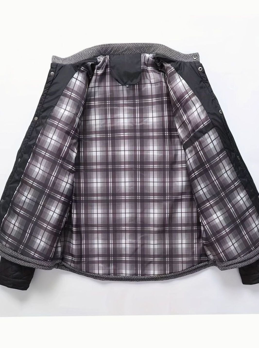 Men's Snap-Front Quilted Jacket with Plaid Flannel Lining