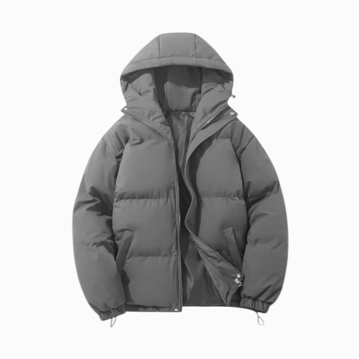 Men's Quilted Zip-Up Hooded Puffer Jacket