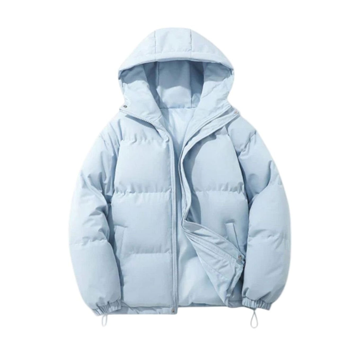 Men's Quilted Zip-Up Hooded Puffer Jacket - Black