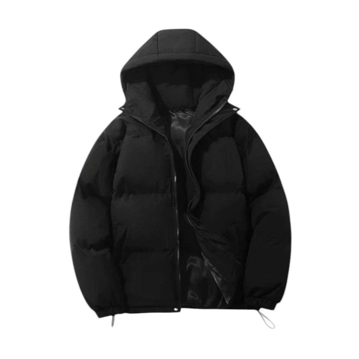 Men's Quilted Zip-Up Hooded Puffer Jacket - Purple