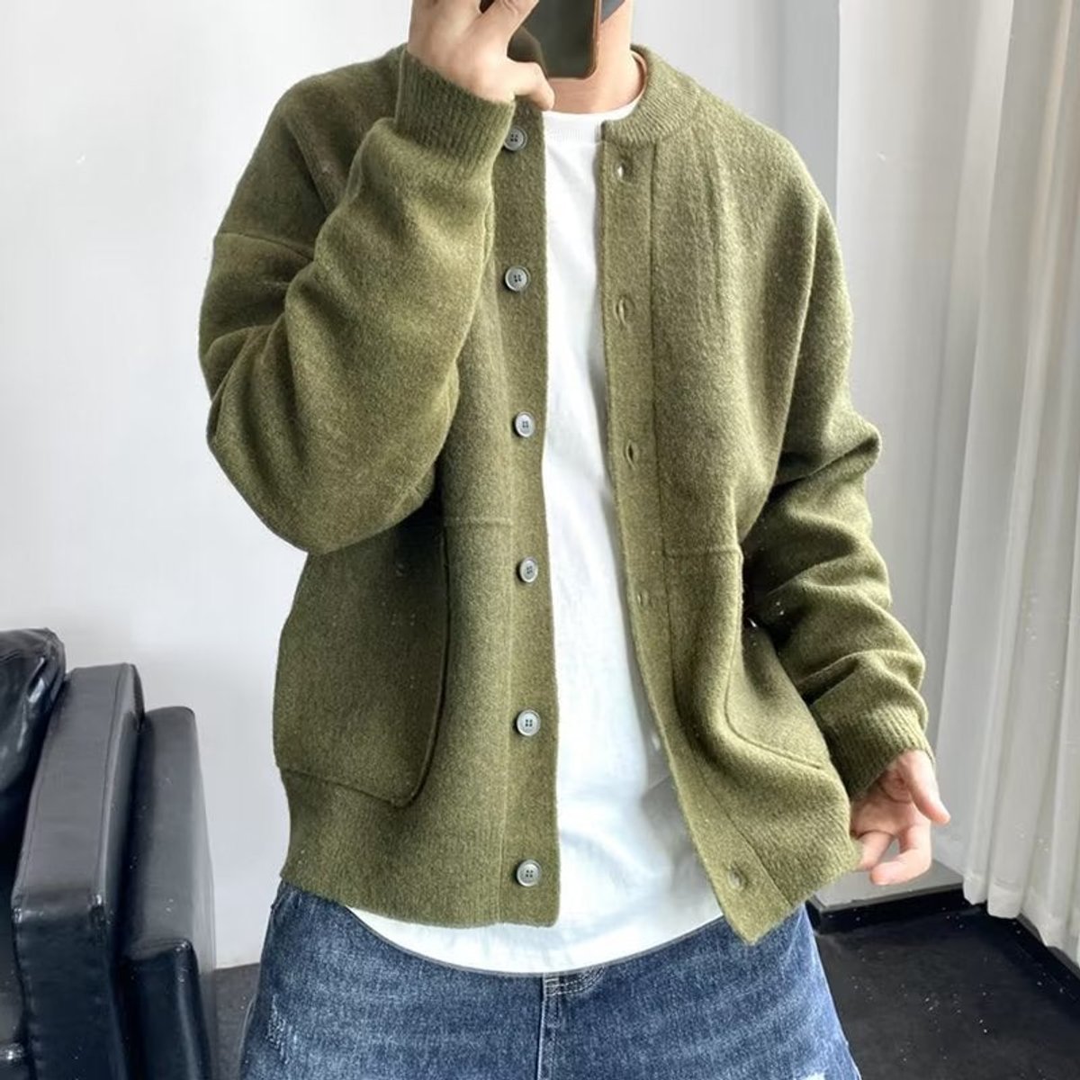 Men's Relaxed-Fit Button-Up Knit Cardigan Sweater