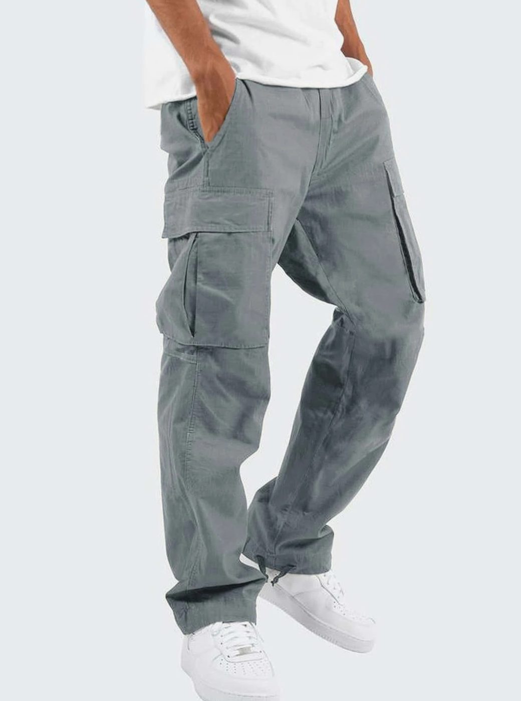 Men's Multi-Pocket Relaxed Fit Cargo Pants - Gray