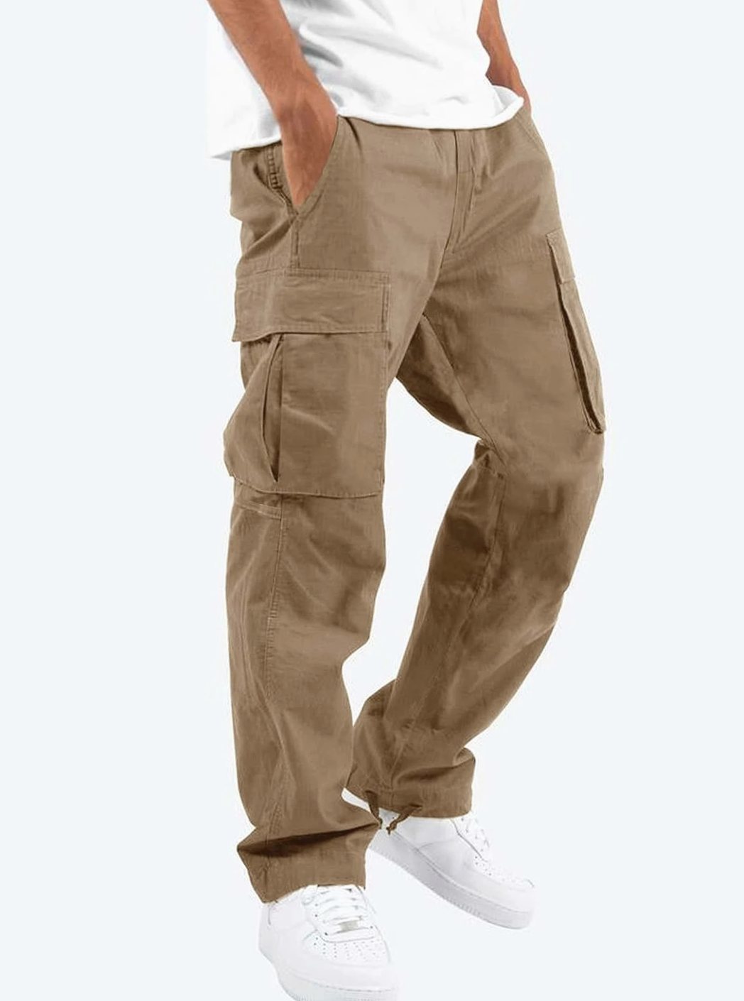 Men's Multi-Pocket Relaxed Fit Cargo Pants - Brown