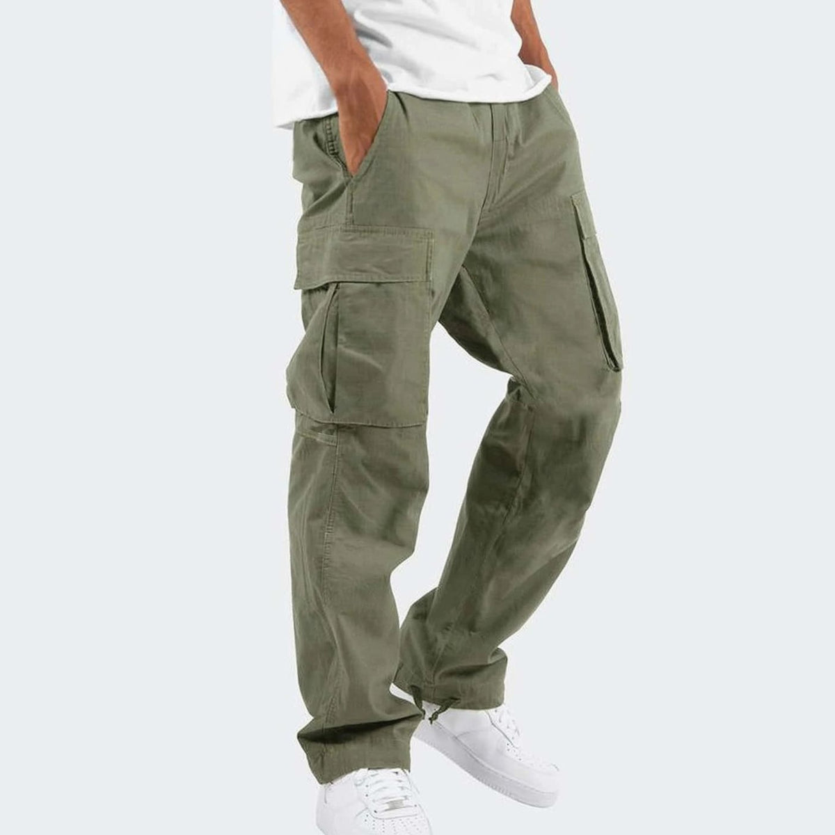 Men's Multi-Pocket Relaxed Fit Cargo Pants - Dark Green