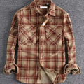 Men's Relaxed Fit Plaid Corduroy Flannel Shirt - Red
