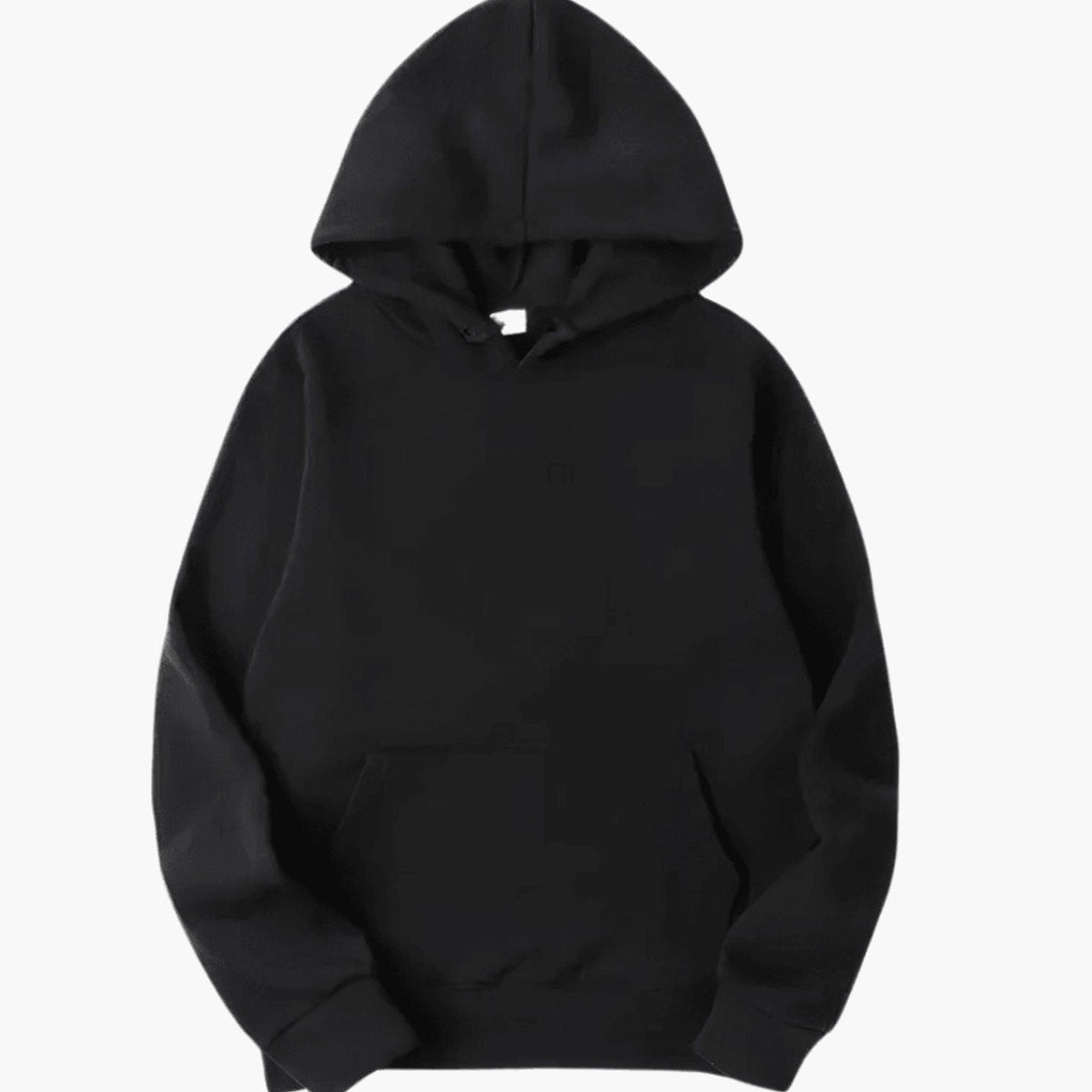 Men's Relaxed-Fit Solid Pullover Hoodie with Kangaroo Pocket - Black