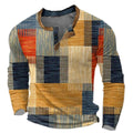 Men's Retro Colorblock Henley Sweater - Orange