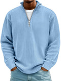 Men's Ribbed Quarter-Zip Sweater - Blue