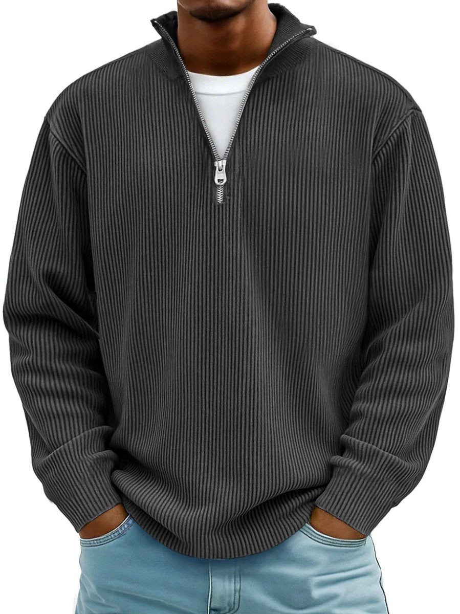 Men's Ribbed Quarter-Zip Sweater - Black