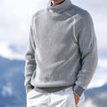 Men's Relaxed Fit Ribbed Turtleneck Sweater - Gray