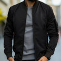 Men's Casual Ribbed-Trim Bomber Jacket - Dark Blue