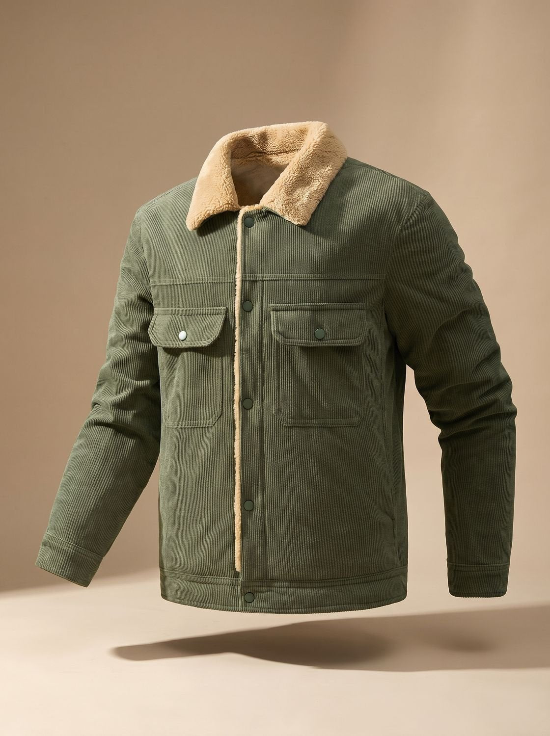 Men's Sherpa Collar Fleece-Lined Corduroy Jacket