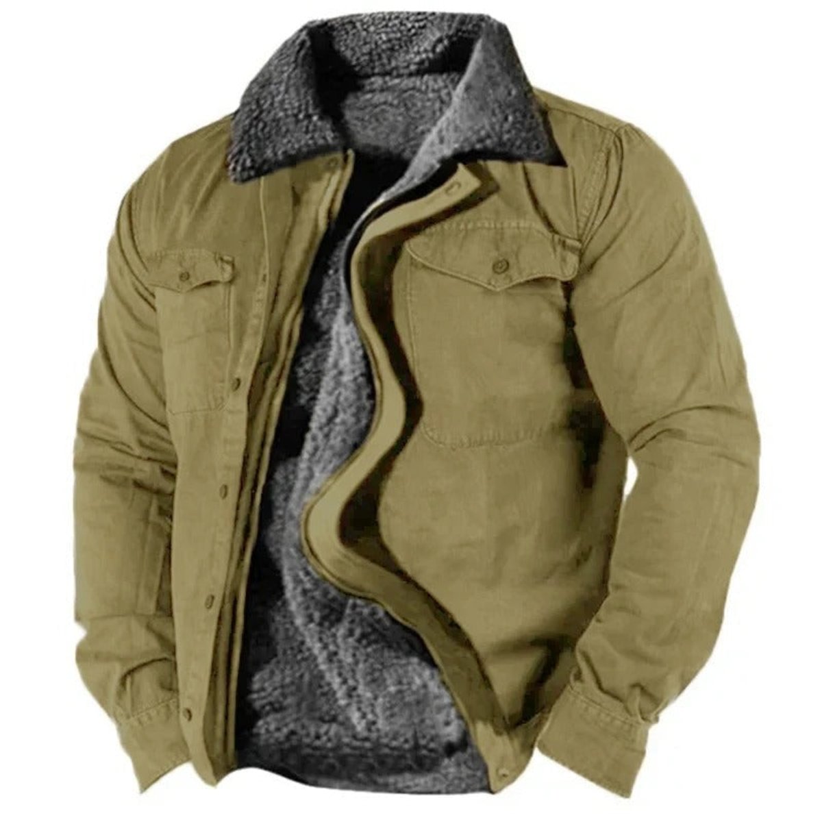 Men's Sherpa-Lined Western Cardigan Jacket - Green