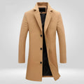 Men's Single-Breasted Wool Overcoat - Camel