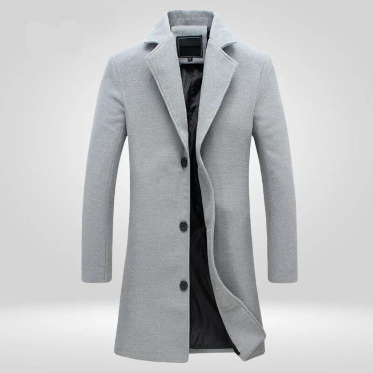 Men's Single-Breasted Wool Overcoat - Gray