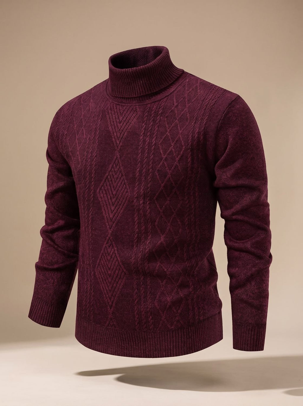 Men's Slim Fit Cable-Knit Turtleneck Sweater