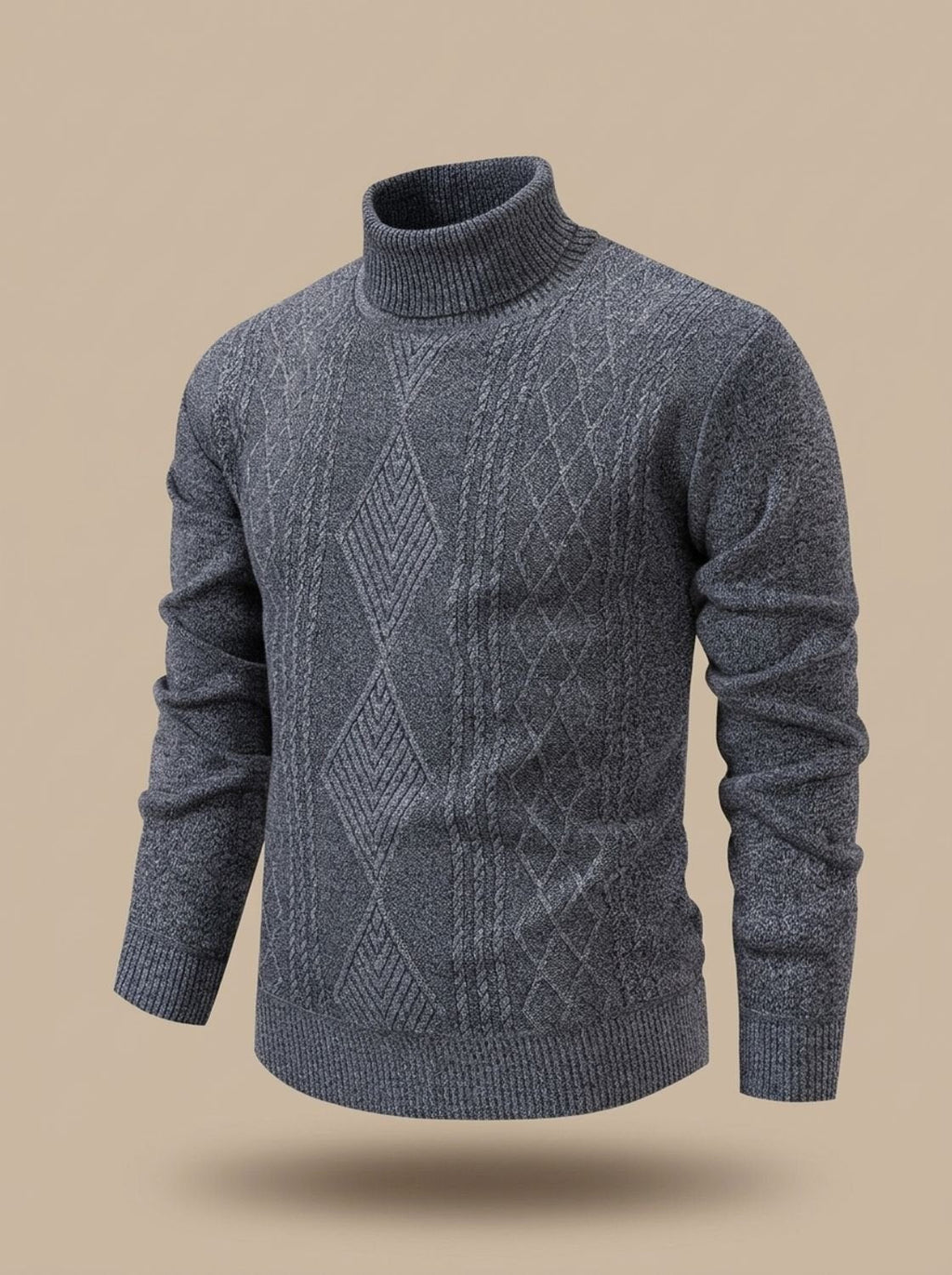 Men's Slim Fit Cable-Knit Turtleneck Sweater