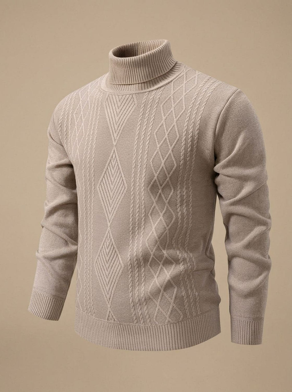 Men's Slim Fit Cable-Knit Turtleneck Sweater