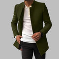 Men's Collarless Wool Coat - Green