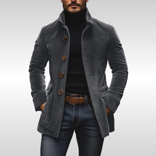 Men's Corduroy Wool Coat - Gray