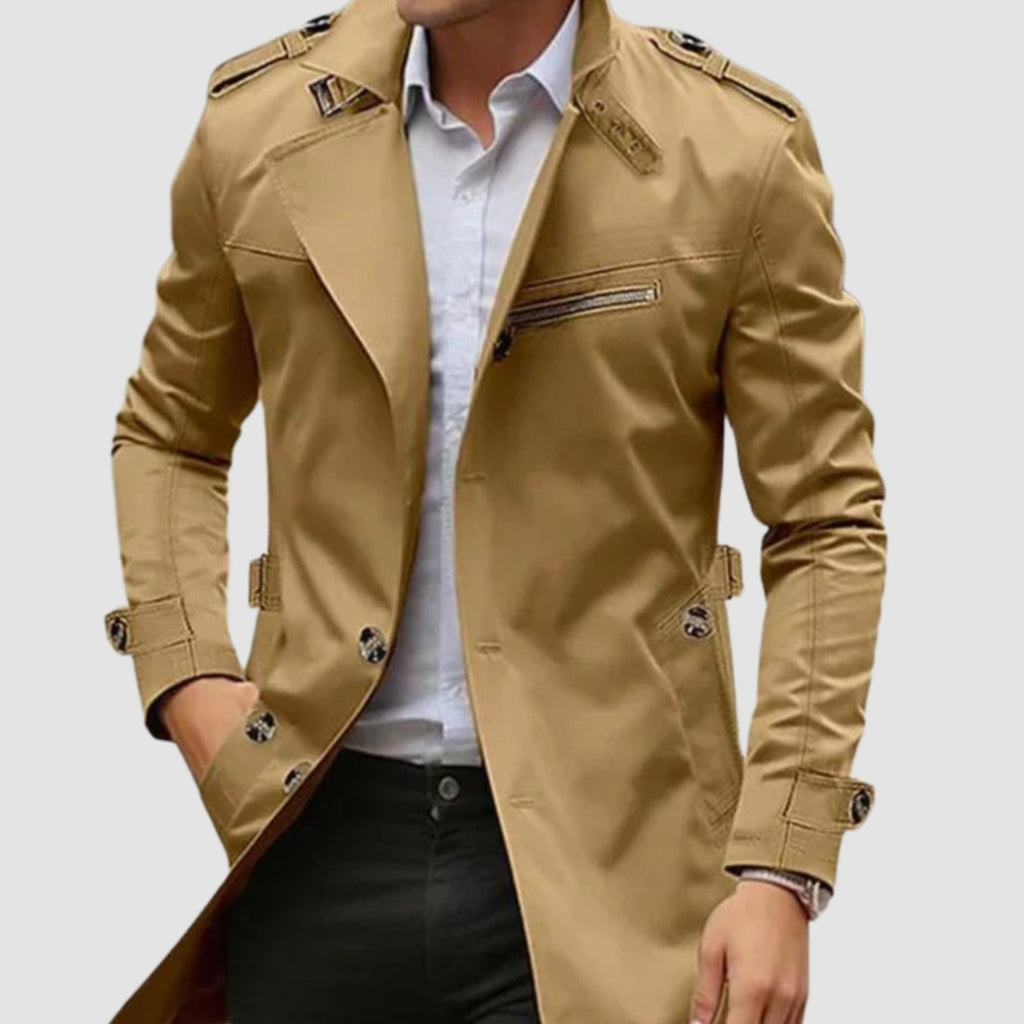 Men's Slim-Fit Double-Breasted Trench Coat