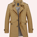Men's Slim-Fit Double-Breasted Trench Coat - Khaki