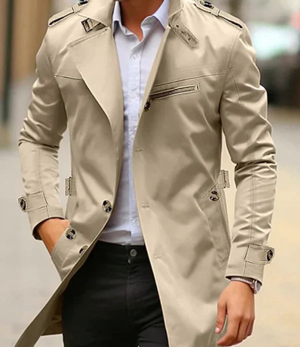 Men's Slim-Fit Double-Breasted Wool Coat