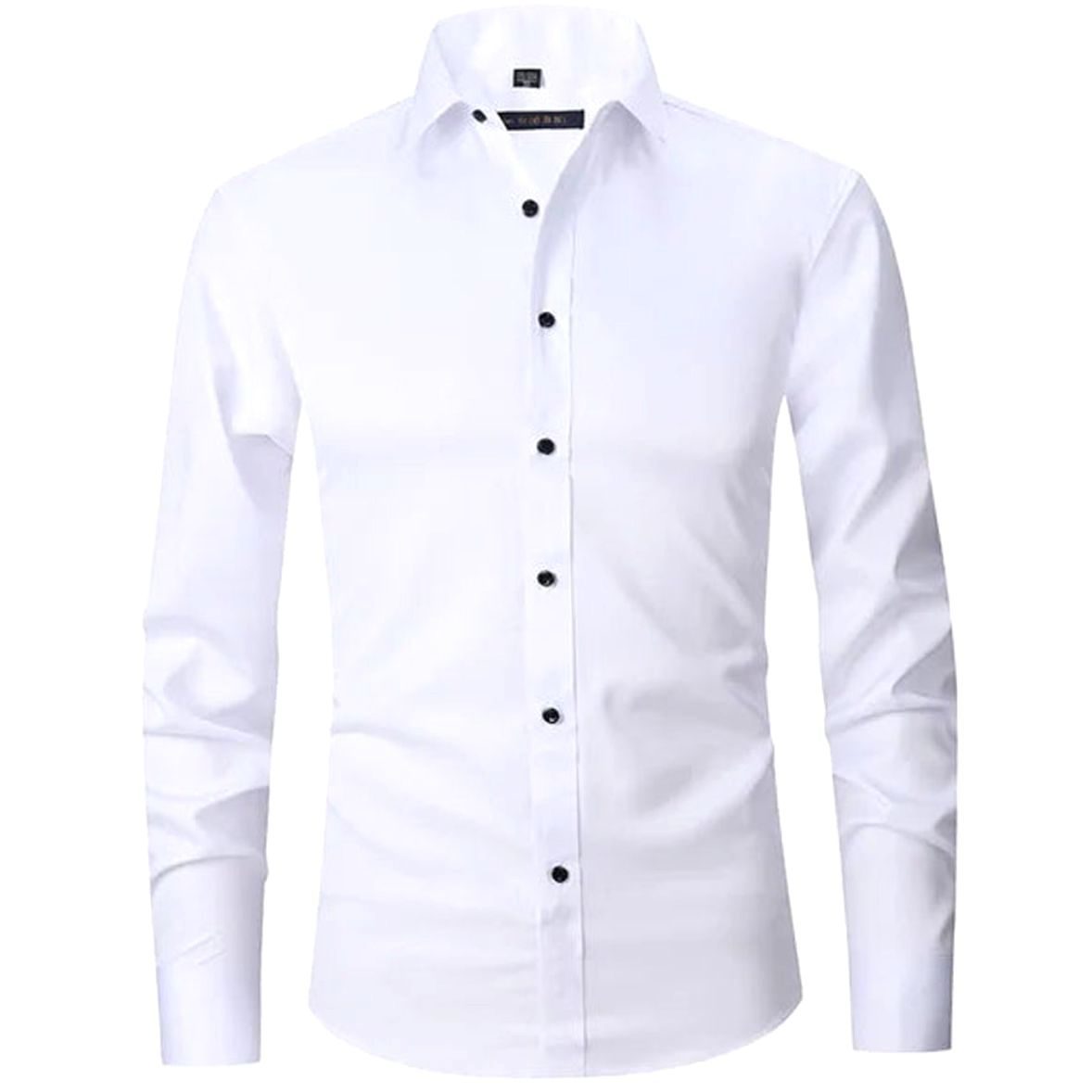 Men's Slim-Fit Wrinkle-Resistant Long Sleeve Dress Shirt - White
