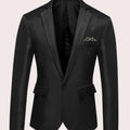 Men's Slim Fit Single Button Business Blazer - Black
