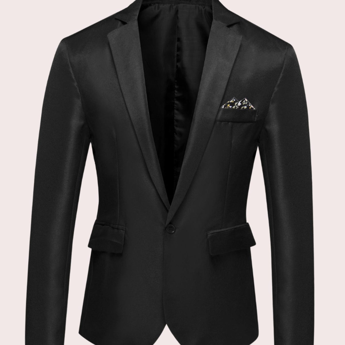 Men's Slim Fit Single Button Business Blazer - Black
