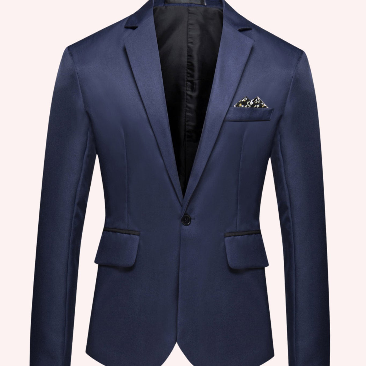 Men's Slim Fit Single Button Business Blazer - Marine Blue
