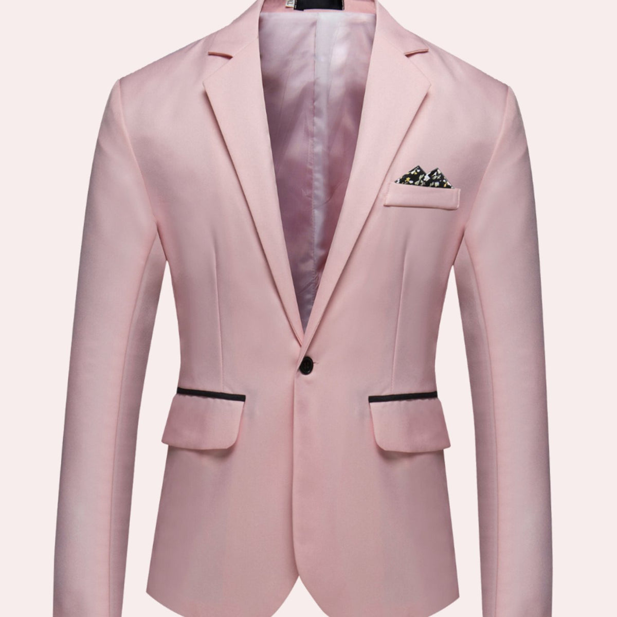 Men's Slim Fit Single Button Business Blazer - Pink