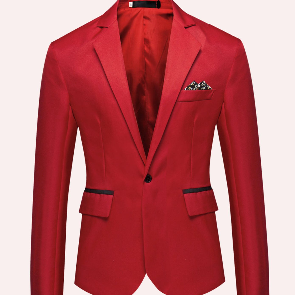 Men's Slim Fit Single Button Business Blazer - Red
