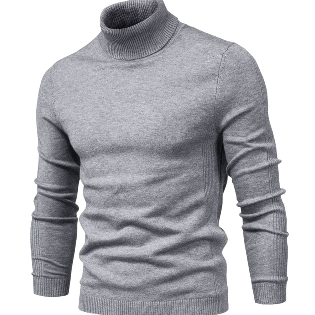 Men's Slim-Fit Ribbed Turtleneck Knit Sweater - Gray