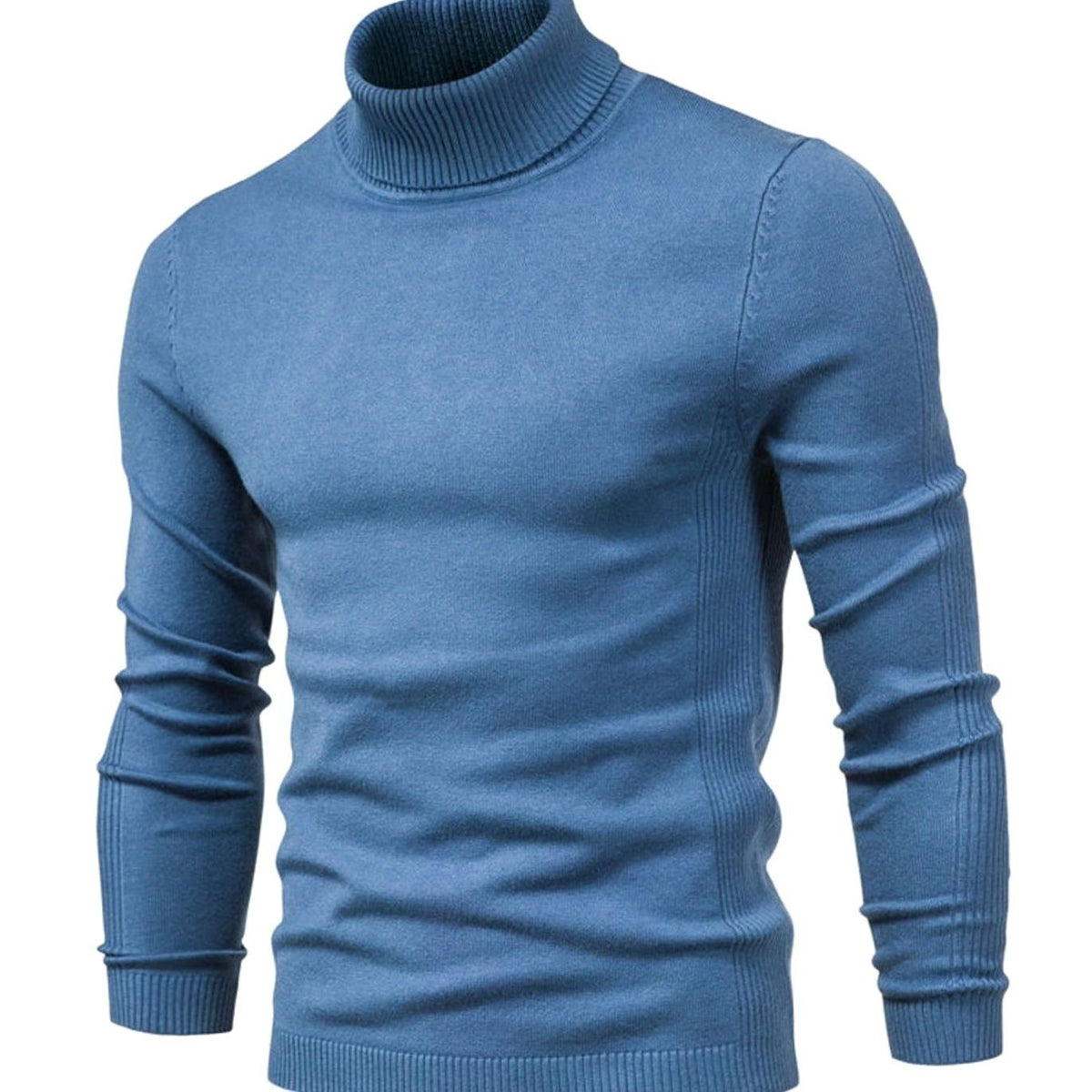 Men's Slim-Fit Ribbed Turtleneck Knit Sweater - Light Blue