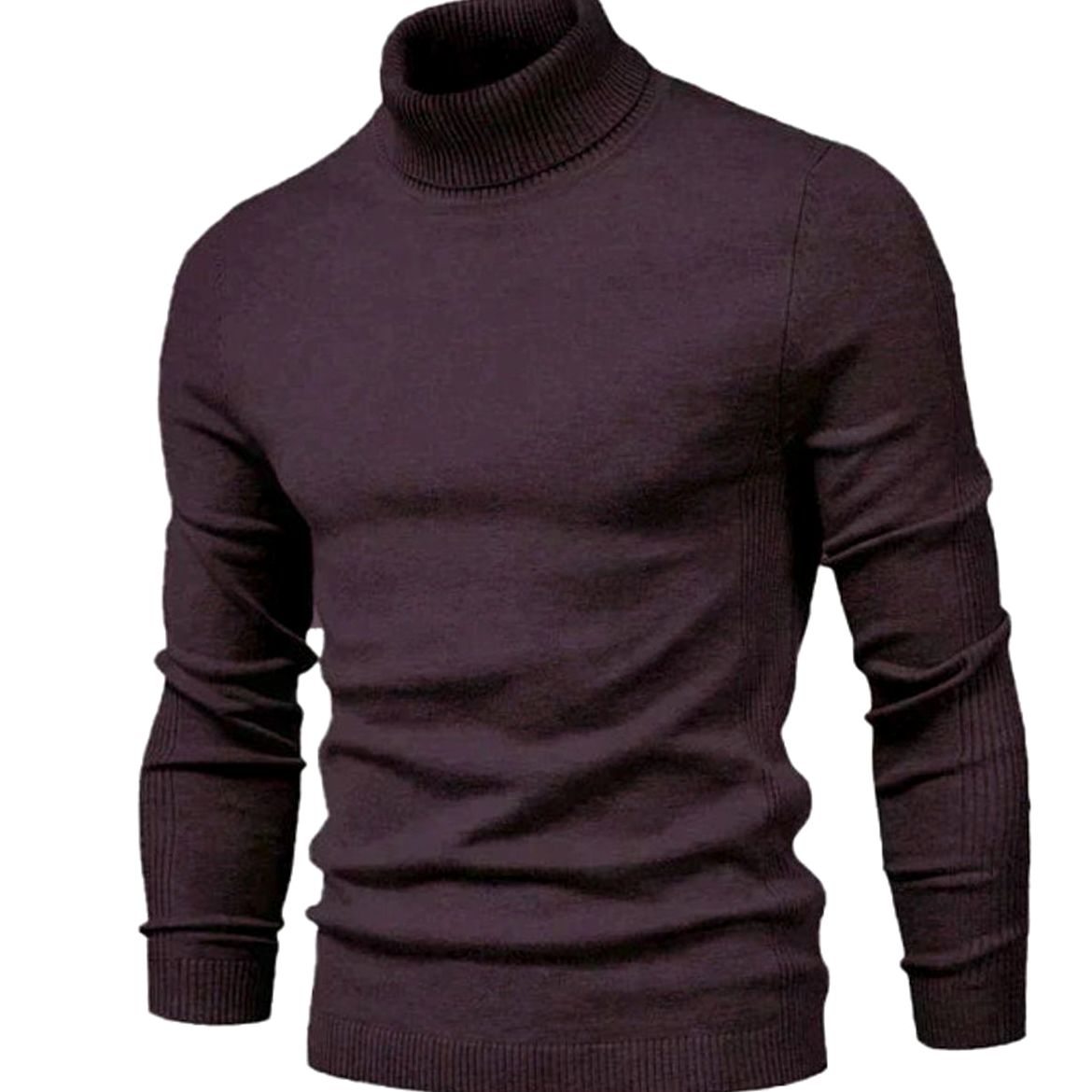 Men's Slim-Fit Ribbed Turtleneck Knit Sweater - Burgundy