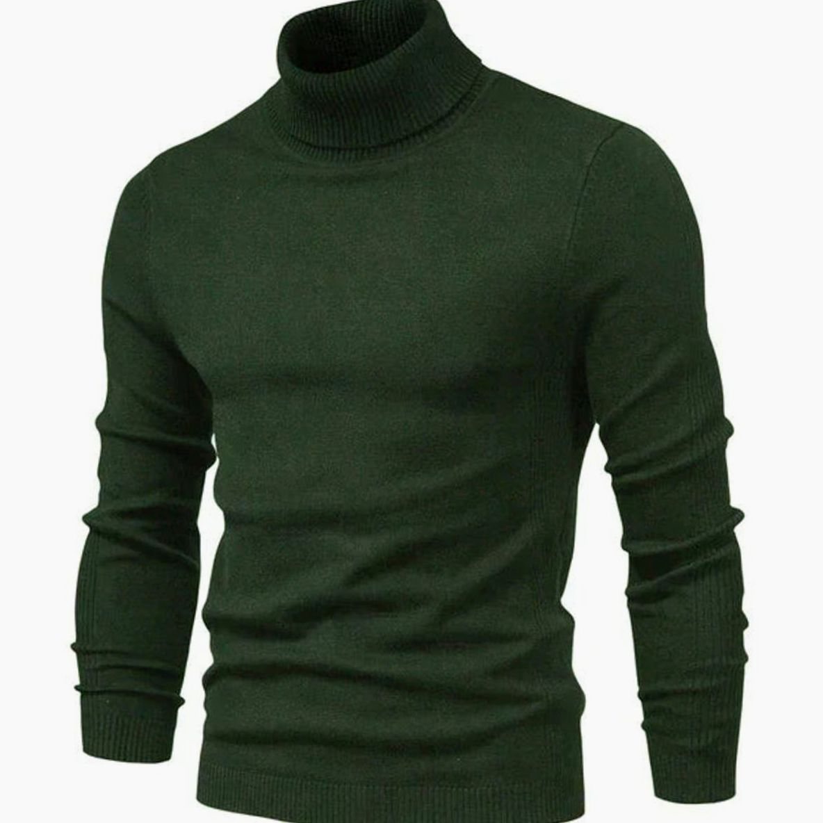 Men's Slim-Fit Ribbed Turtleneck Knit Sweater - Green