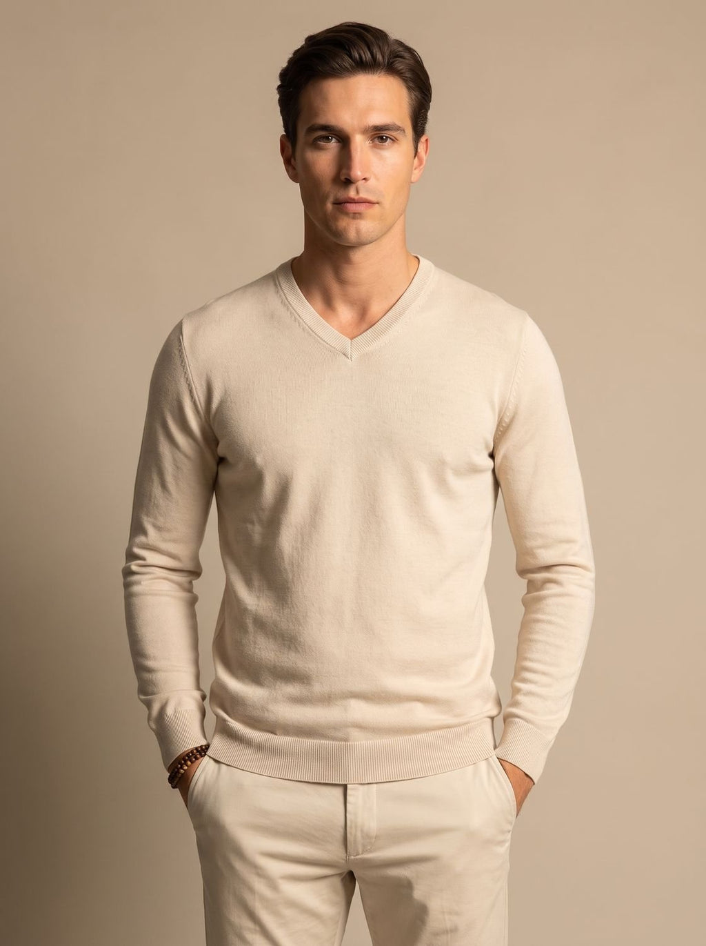 Men's Slim-Fit Stretch Fine-Knit V-Neck Sweater