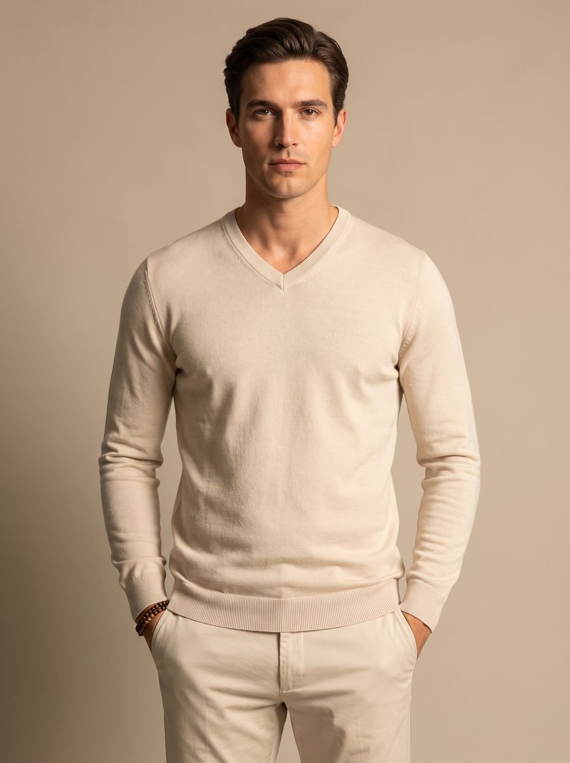 Men's Slim-Fit Stretch Fine-Knit V-Neck Sweater