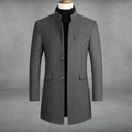 Men's Slim-Fit Wool Blend Overcoat - Gray