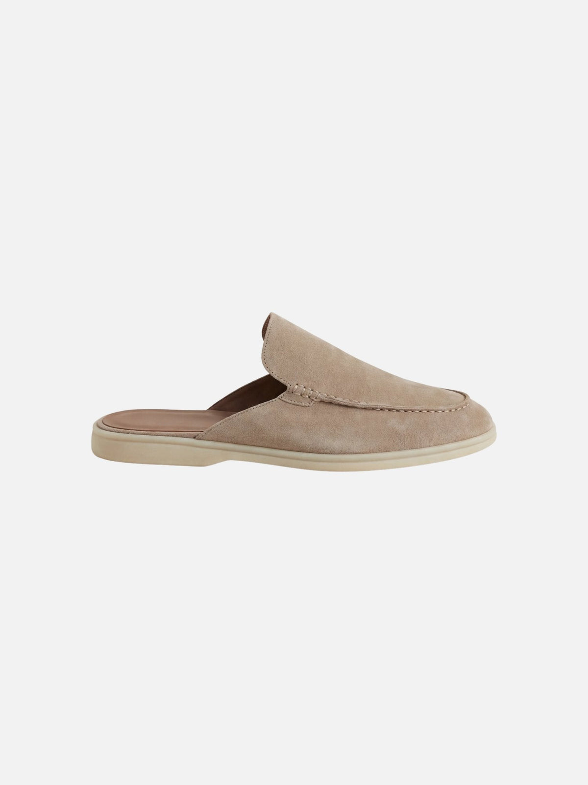 Men's Suede-Look Slip-On Mules with Open Heel - Beige