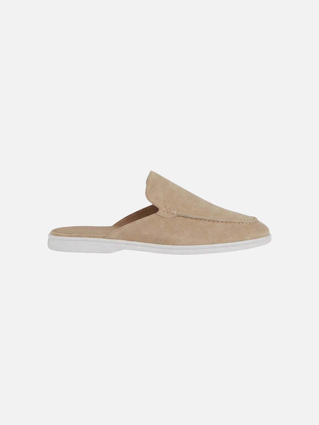 Men's Suede-Look Slip-On Mules with Open Heel - Light Gray