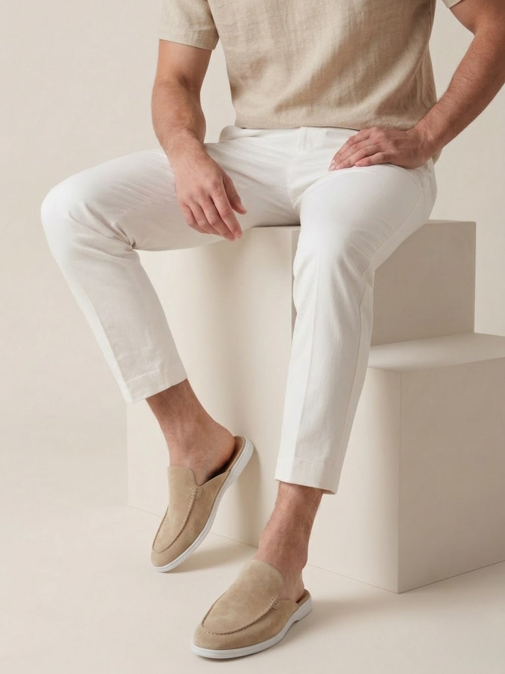 Men's Suede-Look Slip-On Mules with Open Heel