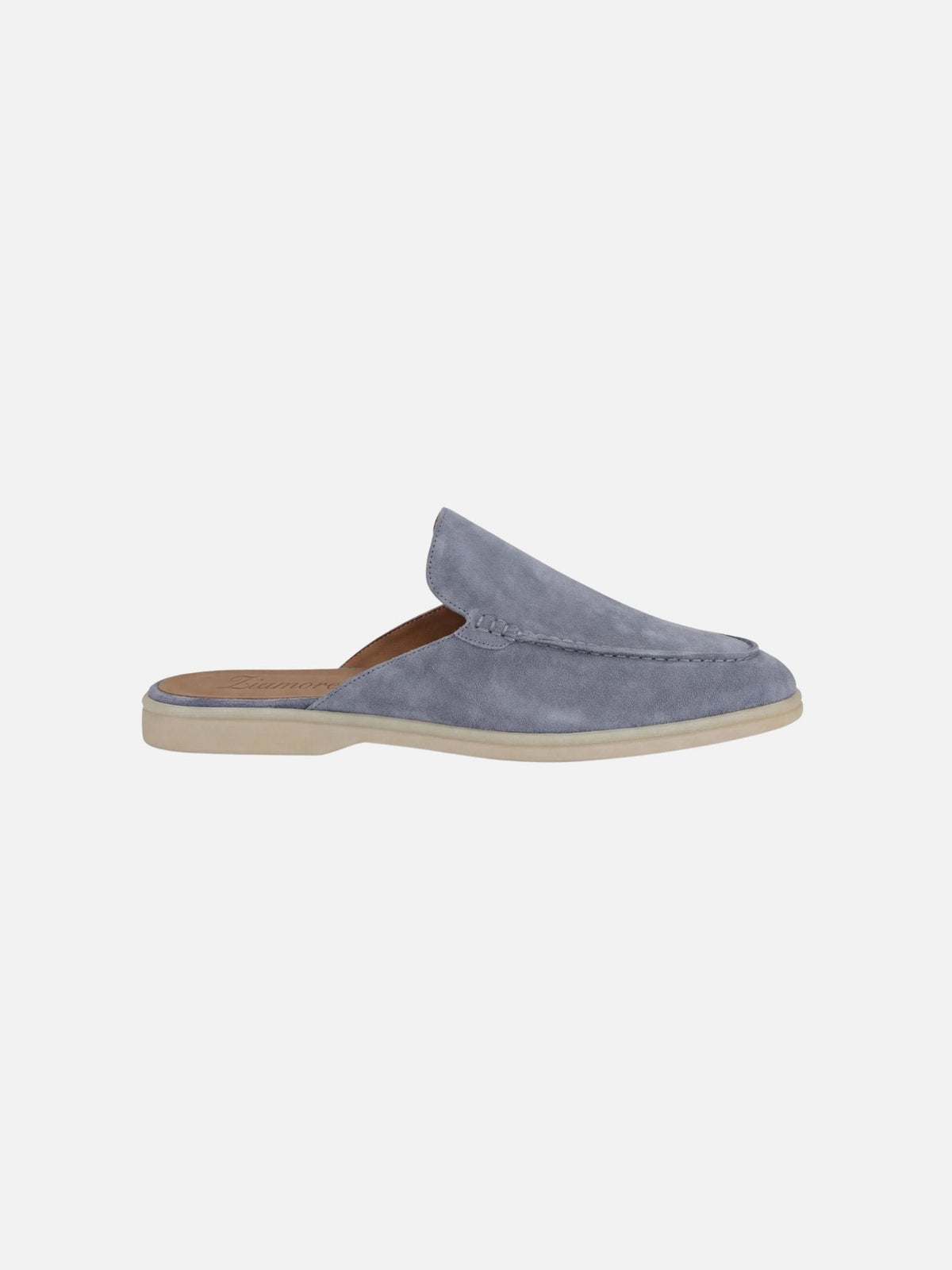 Men's Suede-Look Slip-On Mules with Open Heel - Baby Blue