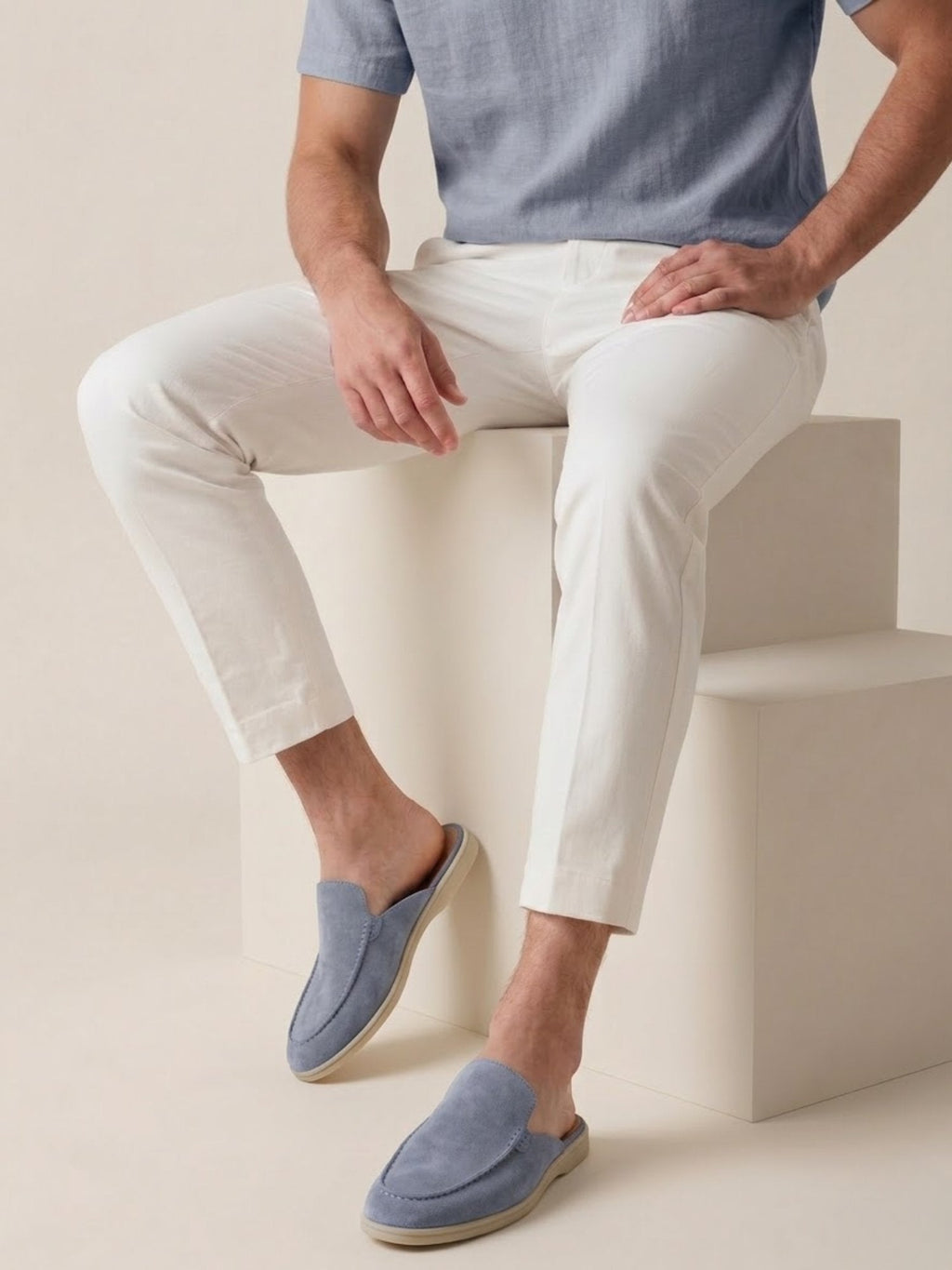 Men's Suede-Look Slip-On Mules with Open Heel