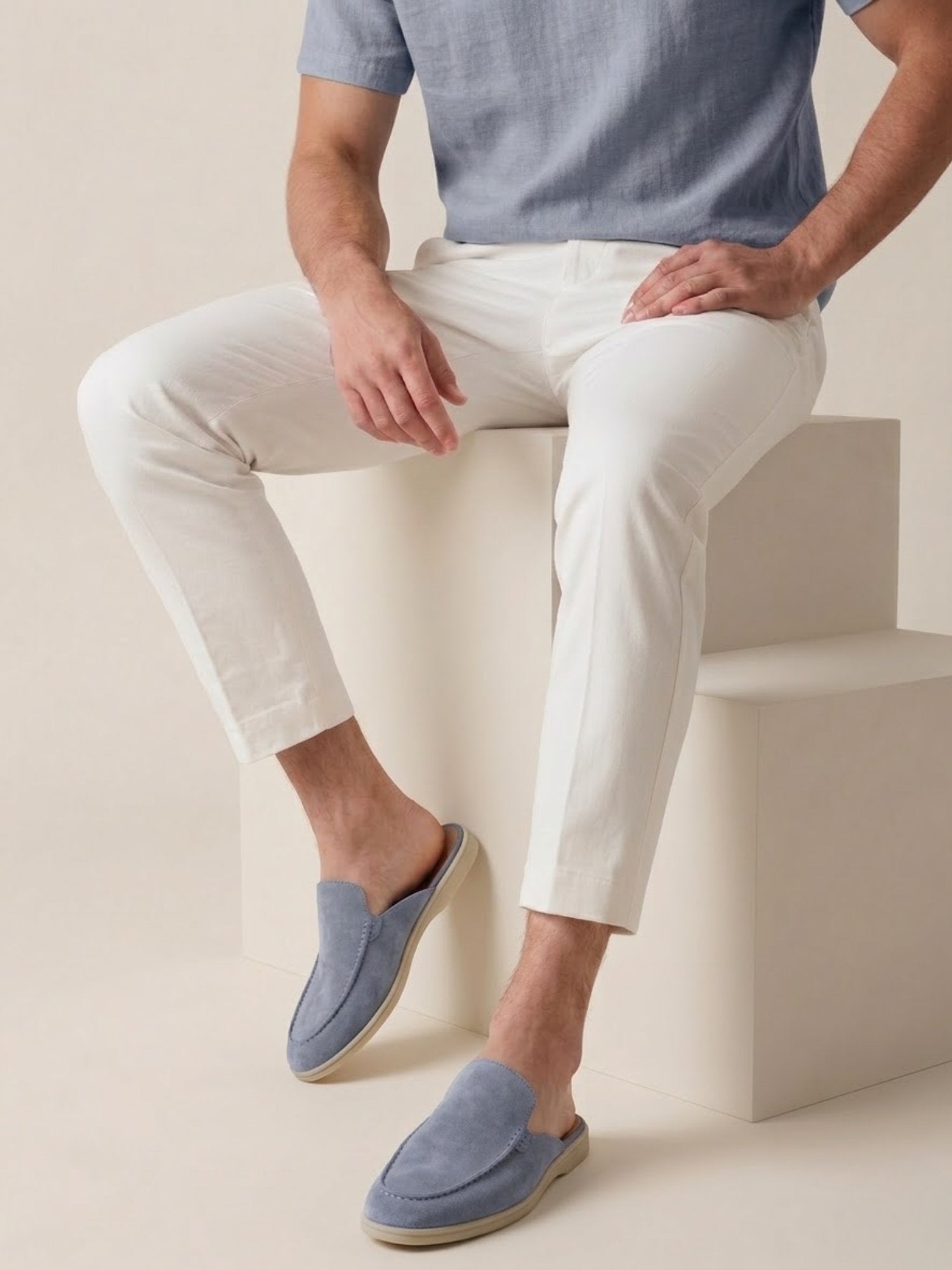 Men's Suede-Look Slip-On Mules with Open Heel