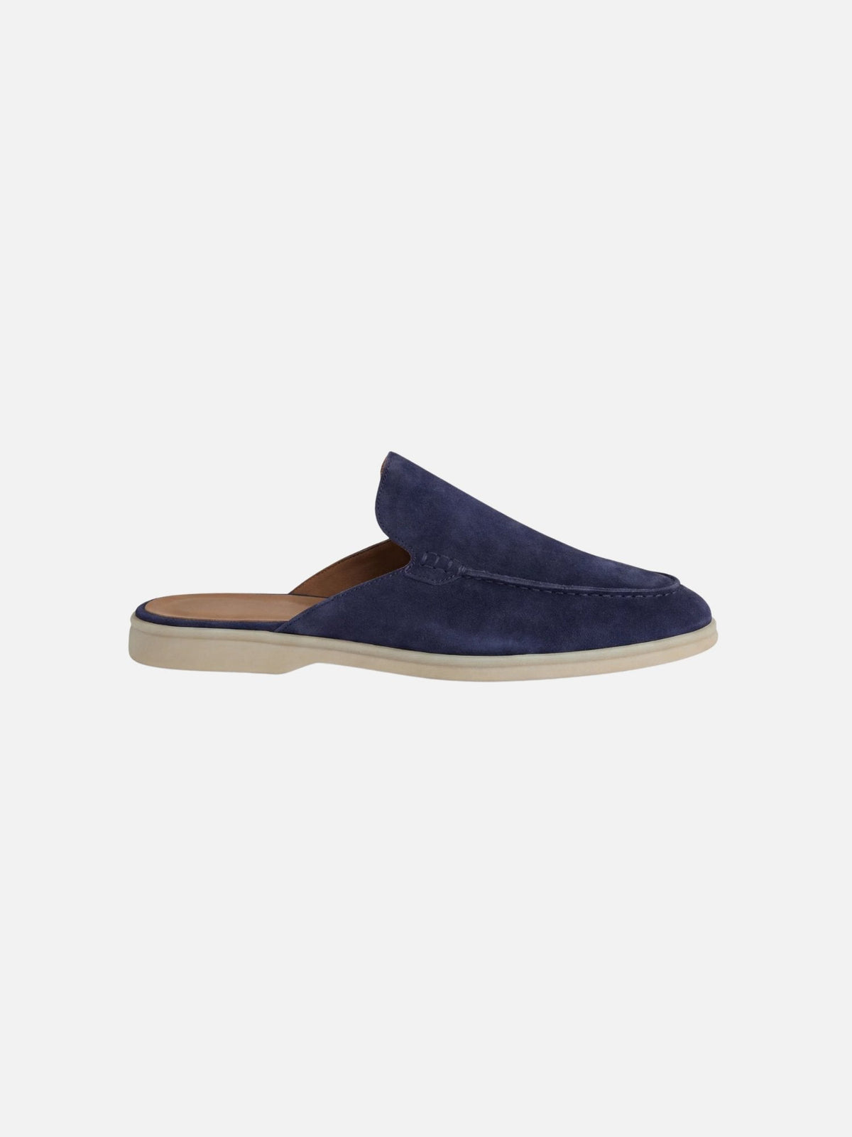 Men's Suede-Look Slip-On Mules with Open Heel - Black