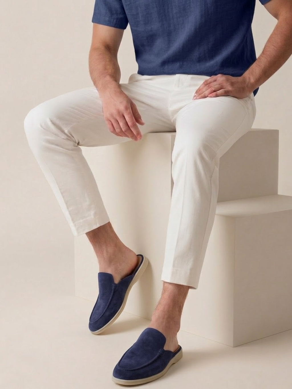 Men's Suede-Look Slip-On Mules with Open Heel