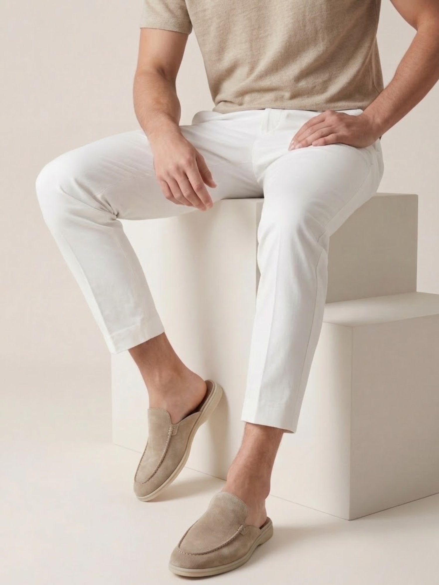 Men's Suede-Look Slip-On Mules with Open Heel